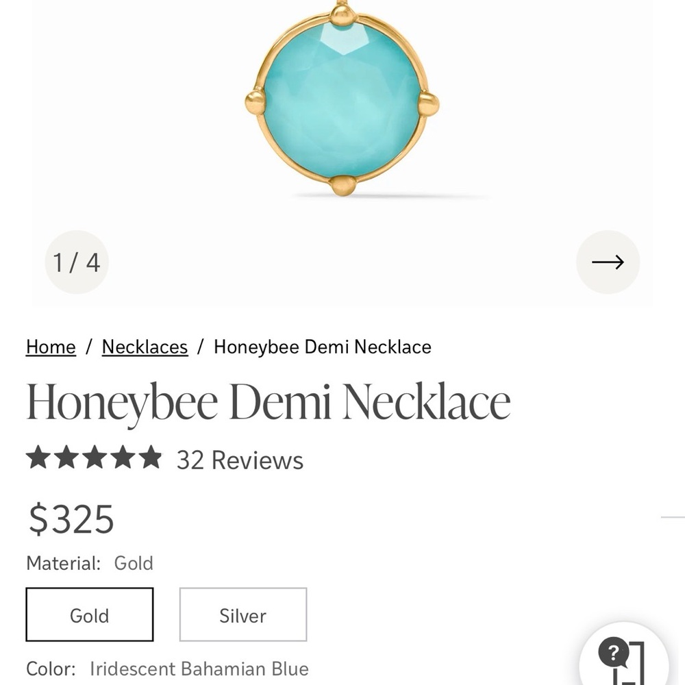 Julie Vos Gold and Aqua Demi honeybee necklace - Picture 4 of 4
